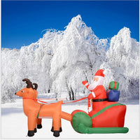 HKM-477267 Christmas Inflatable Santa Claus with Reindeer Cart - 140cm High Decorations for Yard and Events
