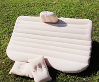 HKM-477587 Inflatable Car Bed with Flocking Cloth, Storage Bag, 2 Pillows, and Pump - Universal Fit for Five-Seater Cars