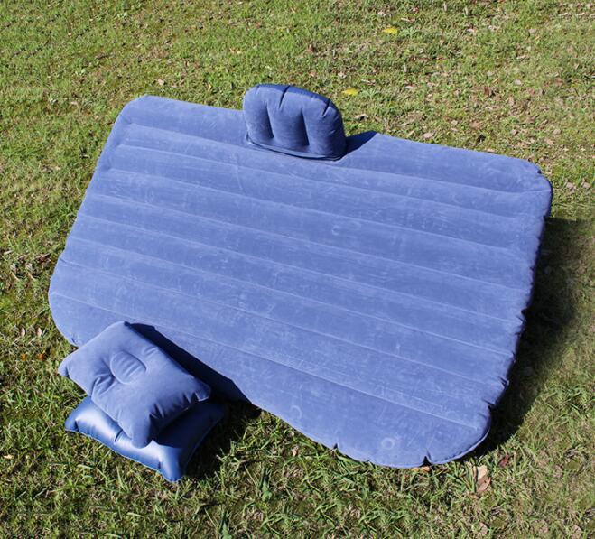 HKM-477587 Inflatable Car Bed with Flocking Cloth, Storage Bag, 2 Pillows, and Pump - Universal Fit for Five-Seater Cars