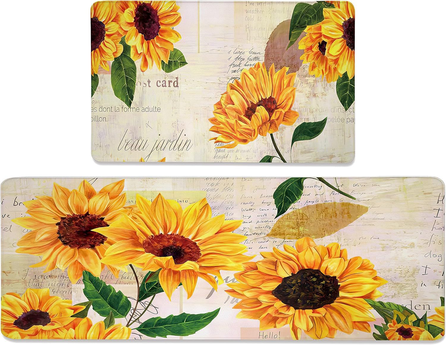 HKM-477715 Fall-Themed Non-Slip Anti-Fatigue Kitchen Mat Set - Waterproof and Heavy Duty Comfort Rug for Home and Office
