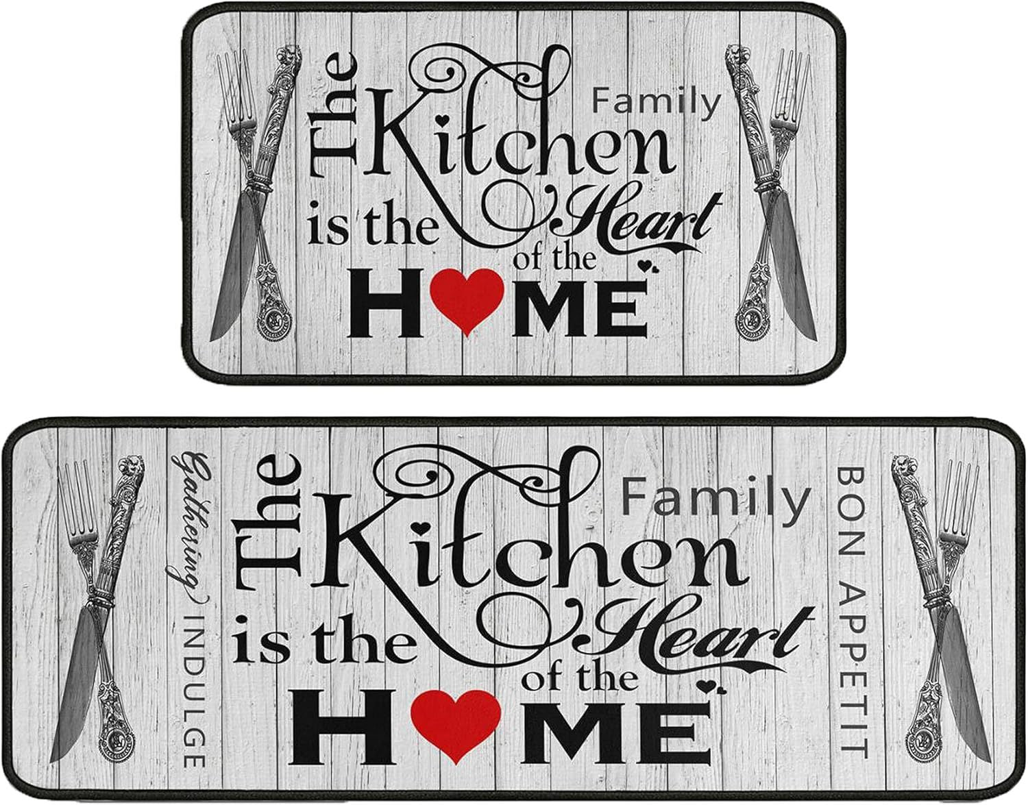 HKM-477715 Fall-Themed Non-Slip Anti-Fatigue Kitchen Mat Set - Waterproof and Heavy Duty Comfort Rug for Home and Office
