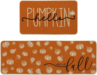 HKM-477715 Fall-Themed Non-Slip Anti-Fatigue Kitchen Mat Set - Waterproof and Heavy Duty Comfort Rug for Home and Office