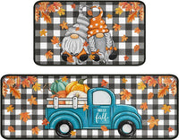 HKM-477715 Fall-Themed Non-Slip Anti-Fatigue Kitchen Mat Set - Waterproof and Heavy Duty Comfort Rug for Home and Office