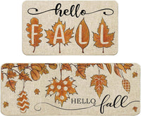 HKM-477715 Fall-Themed Non-Slip Anti-Fatigue Kitchen Mat Set - Waterproof and Heavy Duty Comfort Rug for Home and Office