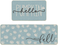 HKM-477715 Fall-Themed Non-Slip Anti-Fatigue Kitchen Mat Set - Waterproof and Heavy Duty Comfort Rug for Home and Office