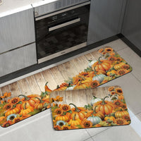 HKM-477715 Fall-Themed Non-Slip Anti-Fatigue Kitchen Mat Set - Waterproof and Heavy Duty Comfort Rug for Home and Office