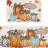 HKM-477715 Fall-Themed Non-Slip Anti-Fatigue Kitchen Mat Set - Waterproof and Heavy Duty Comfort Rug for Home and Office