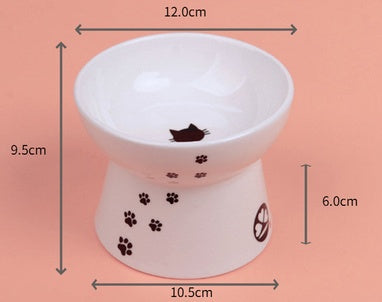 HKM-477843 Ceramic Cat Water Bowl with Scale - Ideal for Kittens and Adult Cats, Includes Food and Water Bowls