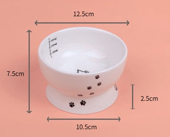 HKM-477843 Ceramic Cat Water Bowl with Scale - Ideal for Kittens and Adult Cats, Includes Food and Water Bowls