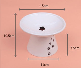 HKM-477843 Ceramic Cat Water Bowl with Scale - Ideal for Kittens and Adult Cats, Includes Food and Water Bowls