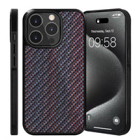 HKM-477907 Carbon Fiber 3K Twill Phone Case for iPhone 11, 12, 13, 14 in Blue, Purple, Red (Magnetic & Non-Magnetic)