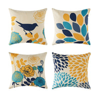 HKM-478035 Flower and Bird Cotton Linen Pillowcase Cover