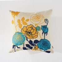 HKM-478035 Flower and Bird Cotton Linen Pillowcase Cover