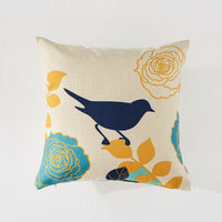 HKM-478035 Flower and Bird Cotton Linen Pillowcase Cover