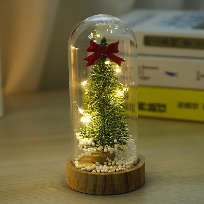 HKM-478099 Mini Glass Christmas Night Lamp Collection: Santa Claus, Snowman, Mini Trees