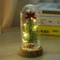 HKM-478099 Mini Glass Christmas Night Lamp Collection: Santa Claus, Snowman, Mini Trees