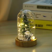 HKM-478099 Mini Glass Christmas Night Lamp Collection: Santa Claus, Snowman, Mini Trees