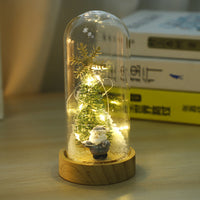 HKM-478099 Mini Glass Christmas Night Lamp Collection: Santa Claus, Snowman, Mini Trees