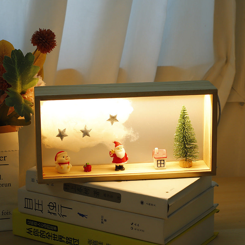 HKM-478099 Mini Glass Christmas Night Lamp Collection: Santa Claus, Snowman, Mini Trees