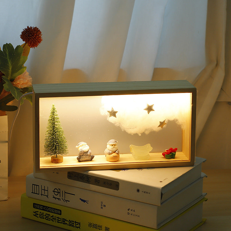 HKM-478099 Mini Glass Christmas Night Lamp Collection: Santa Claus, Snowman, Mini Trees