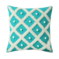 HKM-478099 Tufted Moroccan Style Cotton and Hemp Cushion Cover - 45x45cm, White and Black