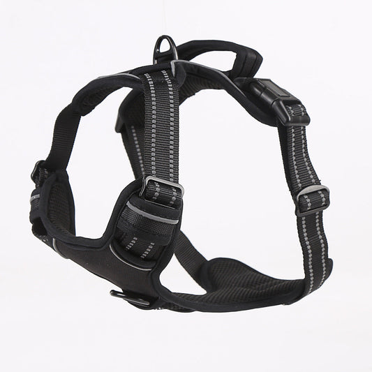 HKM-478163 Reflective Vest-style Dog Leash with Adjustable Chest Back Harness - Multiple Sizes Available
