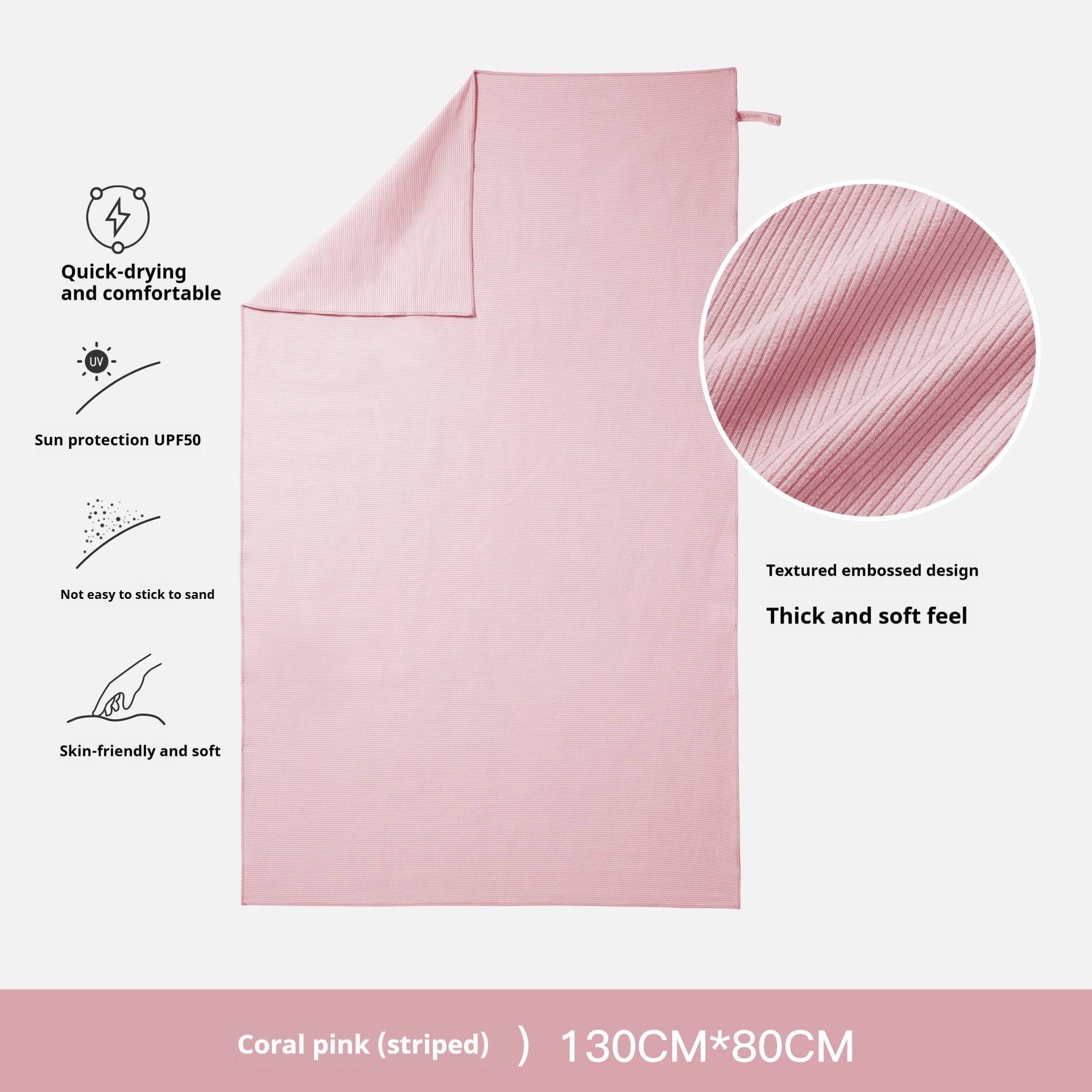 HKM-478227 Quick-Drying Pure Cotton Bath and Beach Towel for Children and Women
