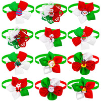 HKM-478483 Festive Red and Green Adjustable Bow Tie Ornament for Dogs and Cats