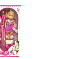 HKM-478611 14-Inch Vinyl Baby Doll Toy for Girls - Mini Stroller Playset, Ideal for Ages 2-7
