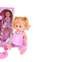 HKM-478611 14-Inch Vinyl Baby Doll Toy for Girls - Mini Stroller Playset, Ideal for Ages 2-7