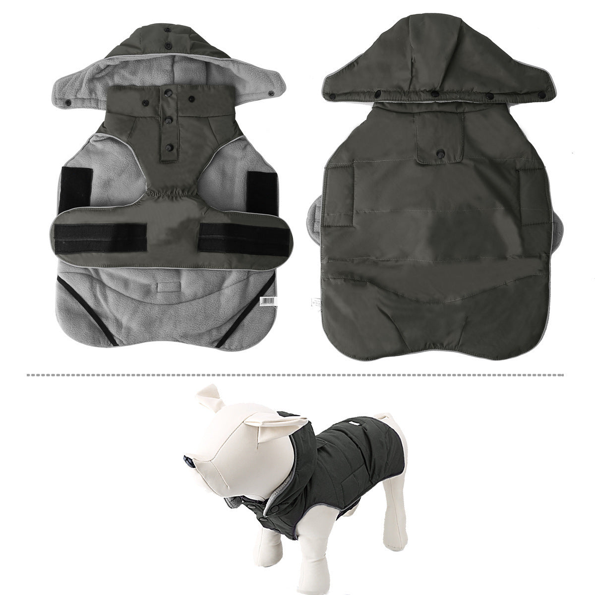 HKM-478675 Water-Repellent Cotton Dog Vest for All Sizes in Gray