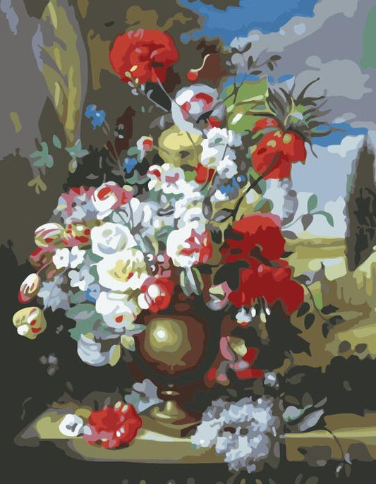 HKM-478739 Digital Oil Painting of Elegant Floral Arrangements in Canvas - Multi-Color Options Available