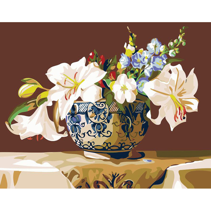 HKM-478739 Digital Oil Painting of Elegant Floral Arrangements in Canvas - Multi-Color Options Available