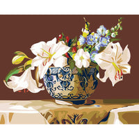 HKM-478739 Digital Oil Painting of Elegant Floral Arrangements in Canvas - Multi-Color Options Available