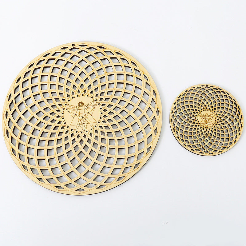 HKM-478803 Sacred Geometry Basswood Wall Pendant - Elegant Abstract Home Decor