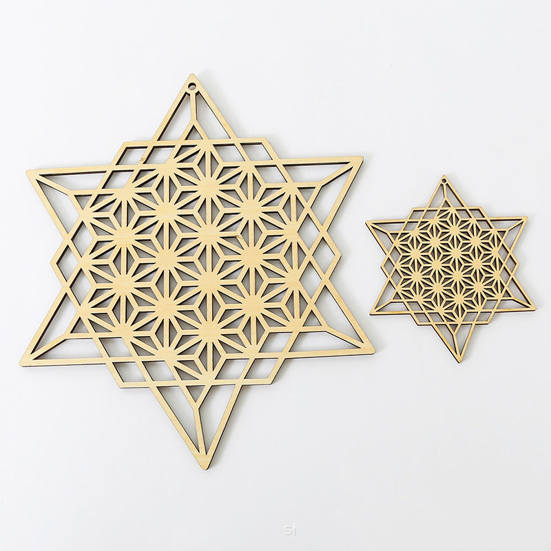 HKM-478803 Sacred Geometry Basswood Wall Pendant - Elegant Abstract Home Decor