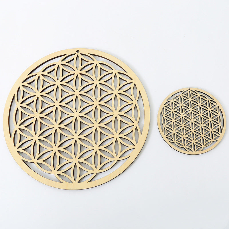 HKM-478803 Sacred Geometry Basswood Wall Pendant - Elegant Abstract Home Decor