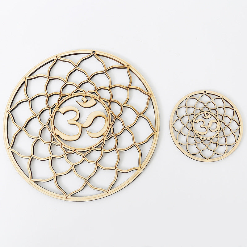 HKM-478803 Sacred Geometry Basswood Wall Pendant - Elegant Abstract Home Decor