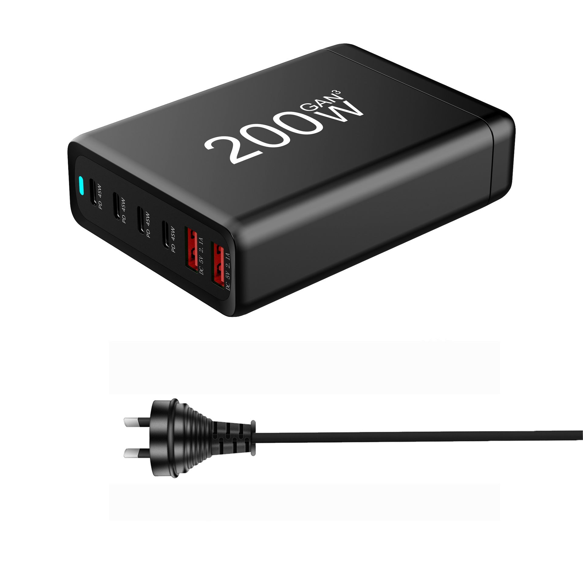 HKM-478867 200W High Power GaN Charger with Type-C USB Interface - Fast Charging Compatible