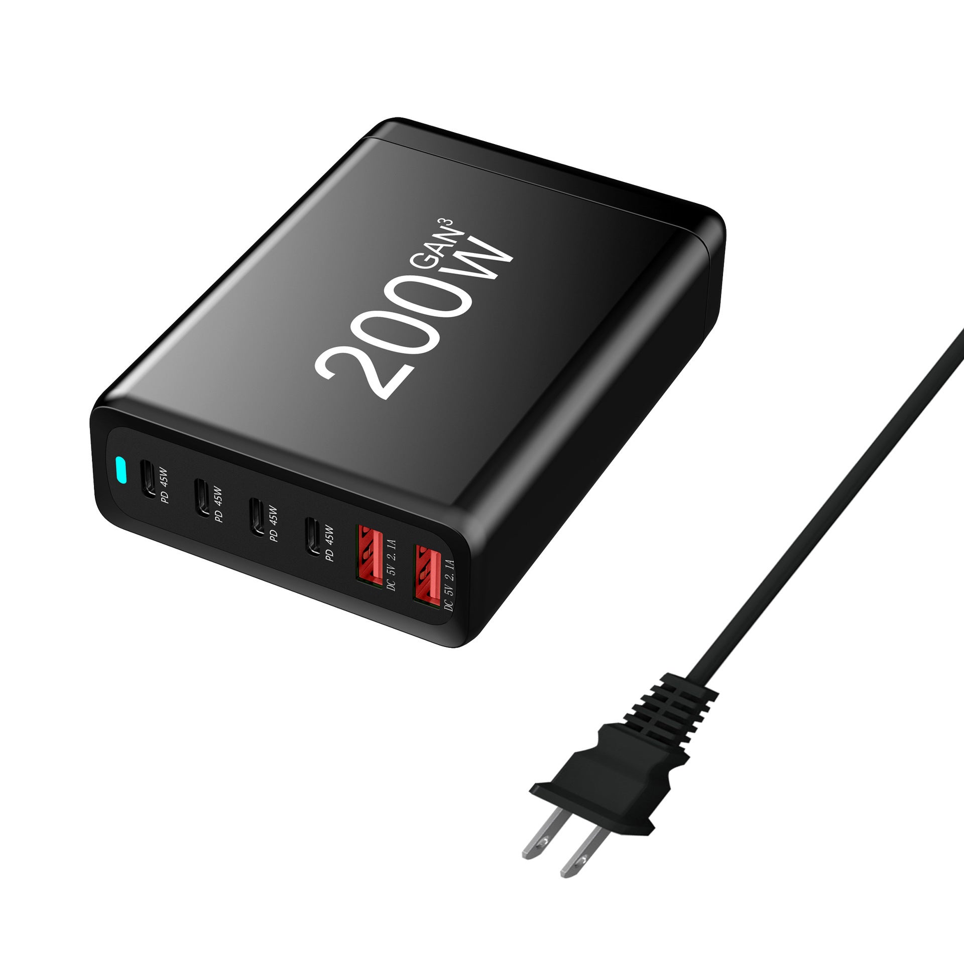 HKM-478867 200W High Power GaN Charger with Type-C USB Interface - Fast Charging Compatible