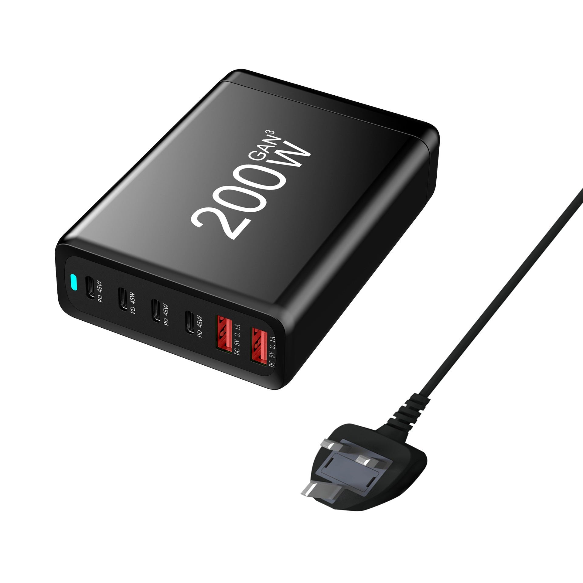 HKM-478867 200W High Power GaN Charger with Type-C USB Interface - Fast Charging Compatible