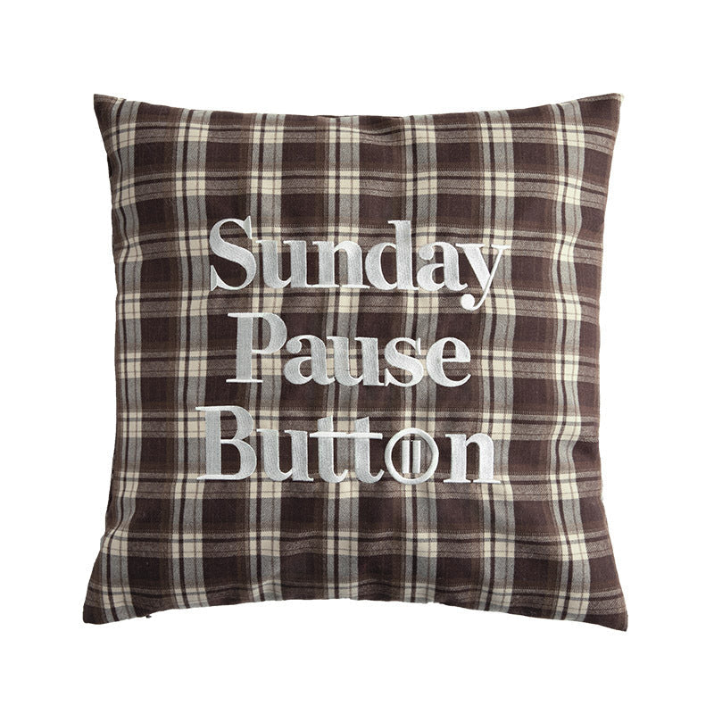 HKM-478931 Puppy-Shaped Waist Support Couch Pillow with Plaid Throw Pillowcase