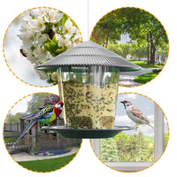 HKM-479059 Hanging Metal Bird Feeder with Hexagonal Design for Garden and Patio Use