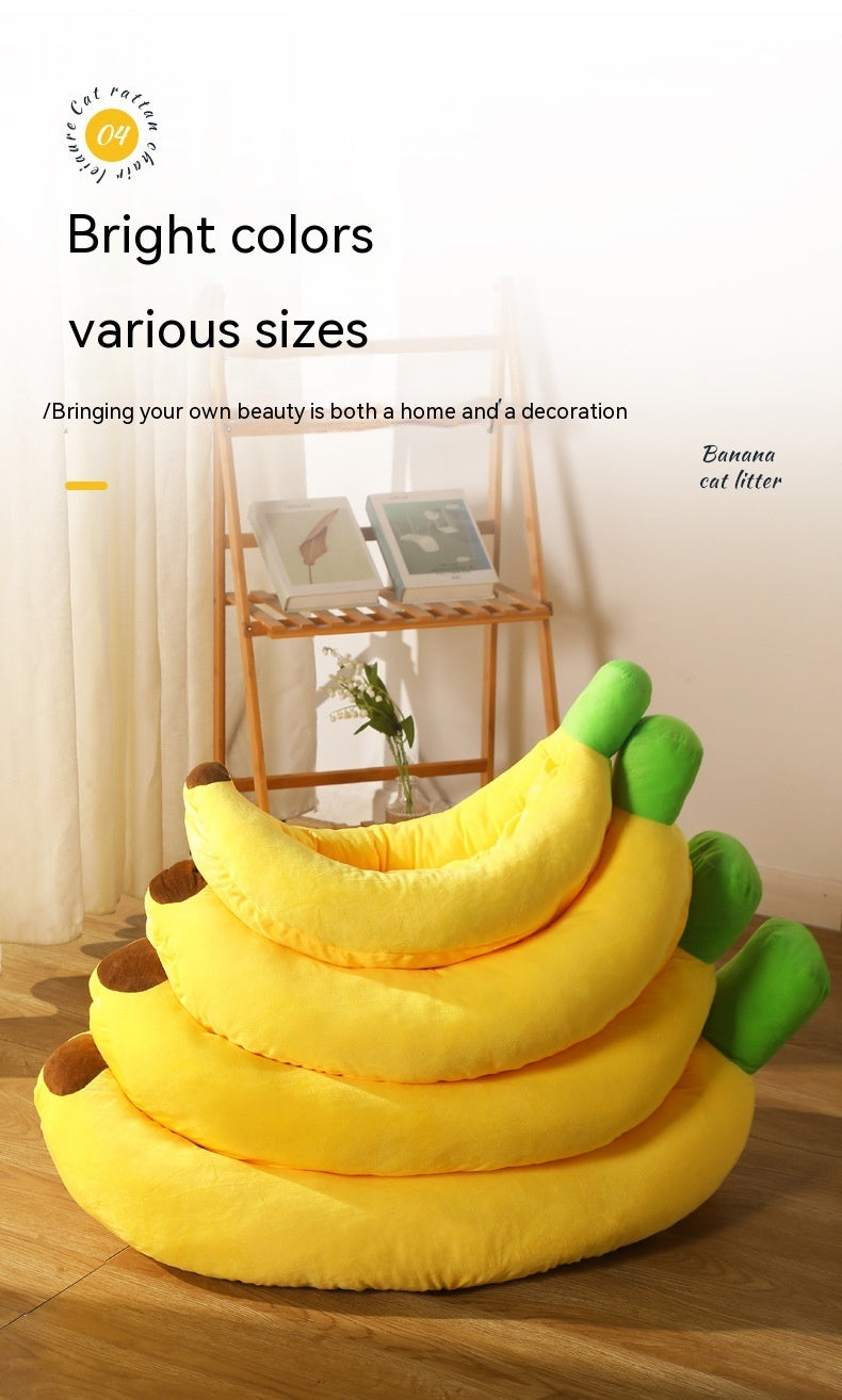 HKM-479251 Banana Nest Removable and Washable Pet Cushion Mat for Cats - Multiple Sizes Available