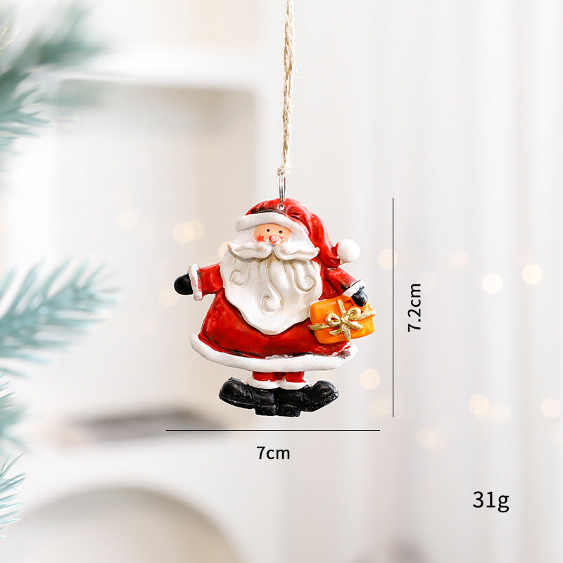 HKM-479251 Charming Resin Christmas Pendant - Elderly Snowman & Gingerbread Man Characters