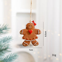 HKM-479251 Charming Resin Christmas Pendant - Elderly Snowman & Gingerbread Man Characters