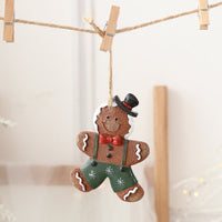HKM-479251 Charming Resin Christmas Pendant - Elderly Snowman & Gingerbread Man Characters