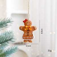 HKM-479251 Charming Resin Christmas Pendant - Elderly Snowman & Gingerbread Man Characters