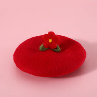 HKM-479635 Wool Felt Flower Hat for Pets - Red, Yellow, Pink, White Options