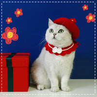 HKM-479635 Wool Felt Flower Hat for Pets - Red, Yellow, Pink, White Options
